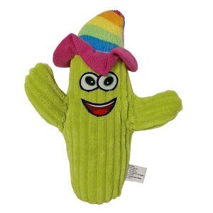 World Plush Green Cactus Wearing Rainbow Hat Stuffed Animal 9.5"